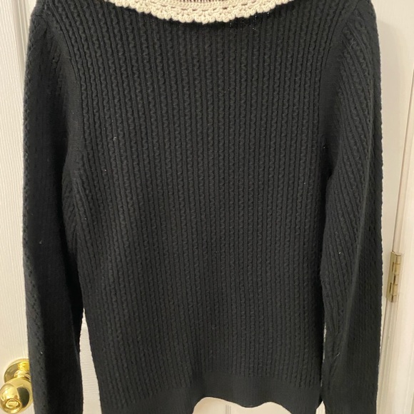 Sezane Black Sweater with Cream Trim - Picture 2 of 5